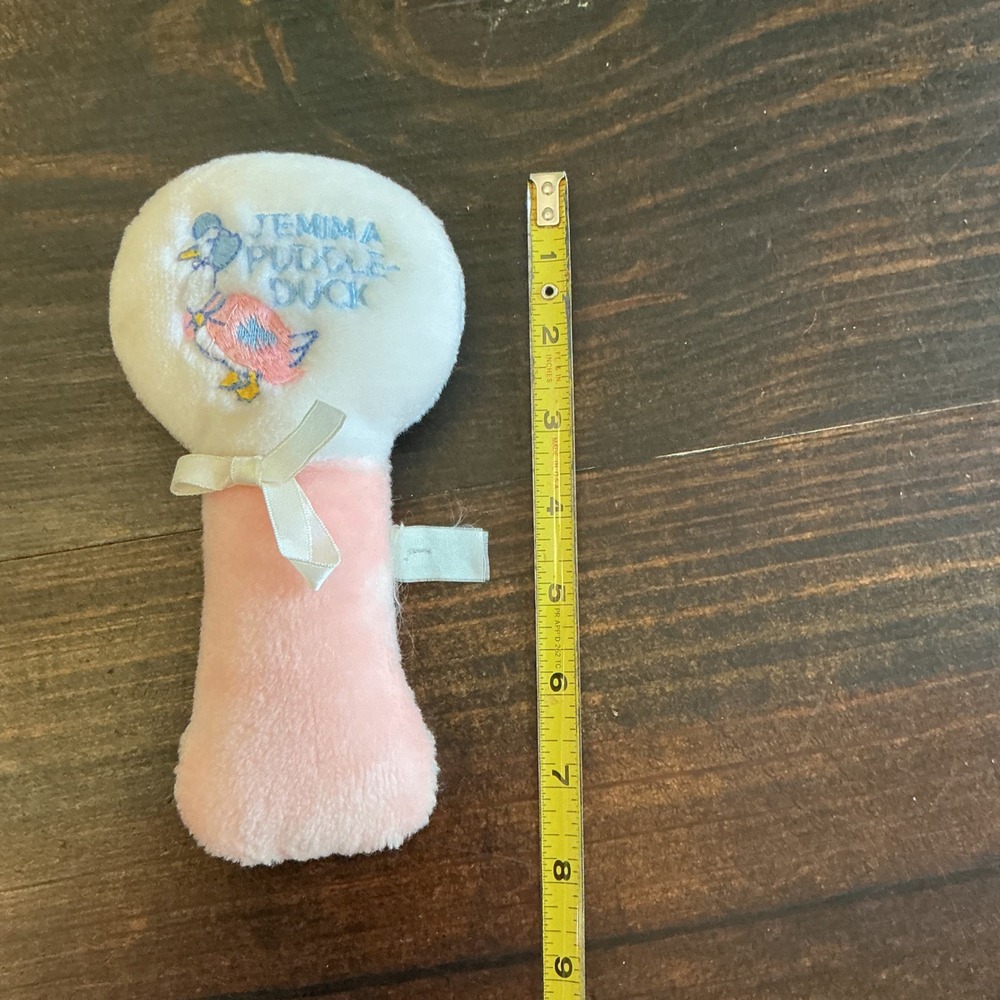 Vintage Beatrix Potter Jemima Puddle Duck Plush Baby Rattle Pink Embroidered - Picture 5 of 5